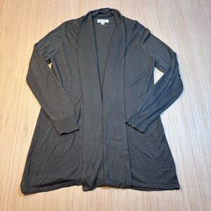 Open-Front Dark Green Women's Cardigan Sweater